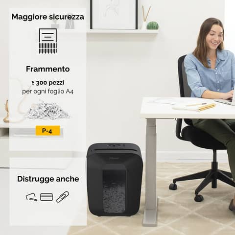 Distruggidocumenti uso personale LX50 - P-4 - 17 L - taglio a frammenti 4x37 mm Fellowes Powershred®nero - 4406001